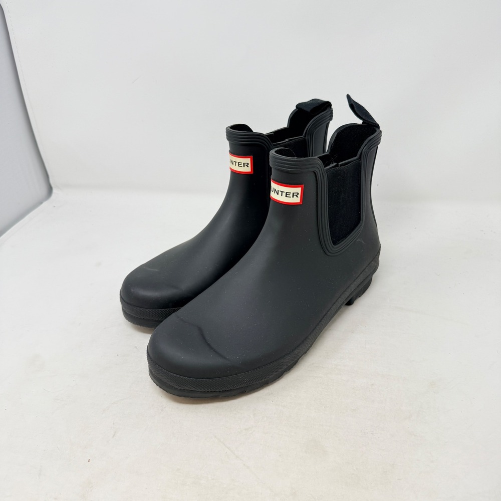 Hunter Chelsea Rain Boots Black 10 Waterproof Rubber Ankle Outdoor Gardening